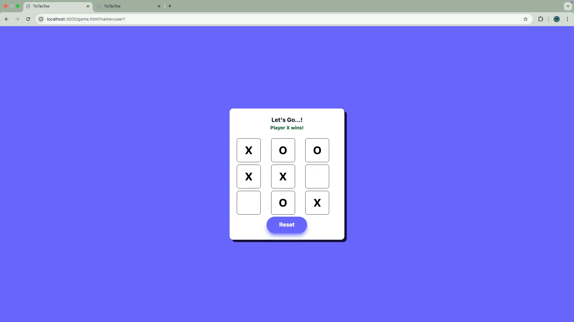 Multiplayer Tic Tac Toe Game Interface
