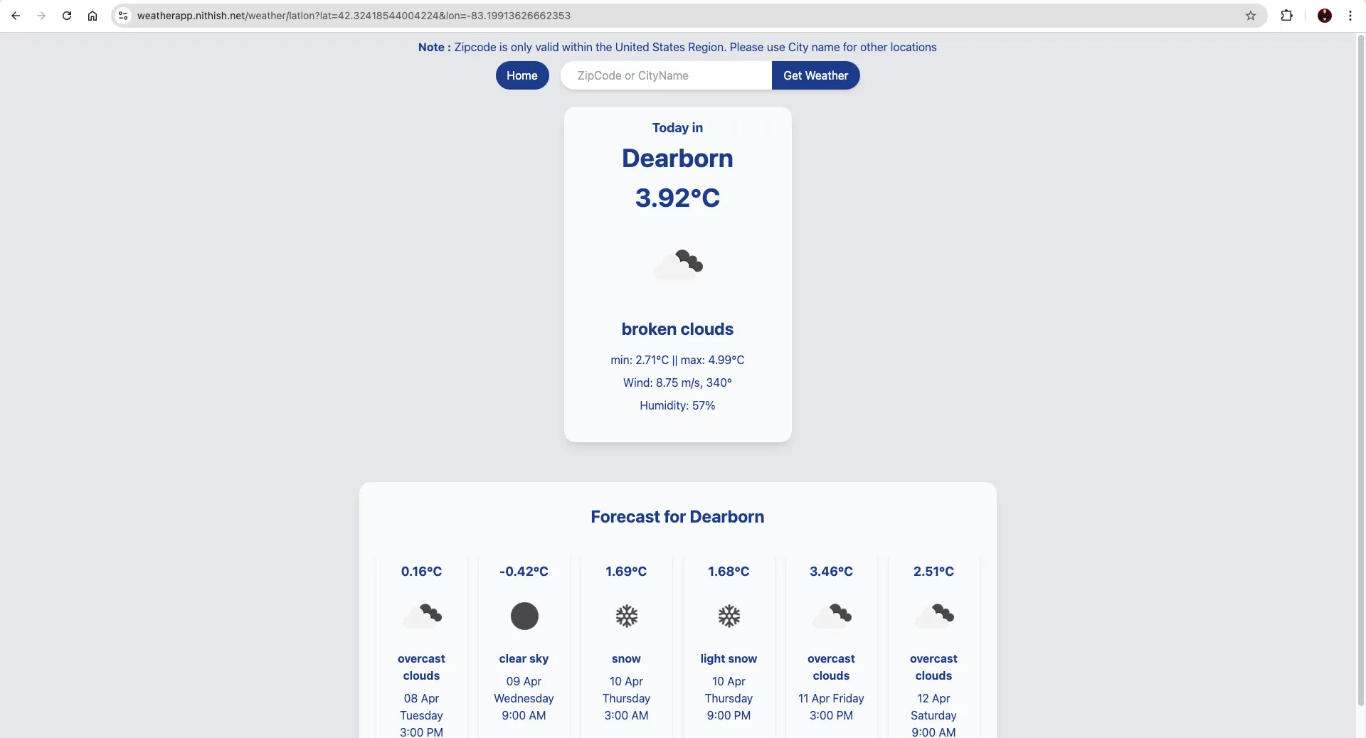 Weather Forecast Application Image 2